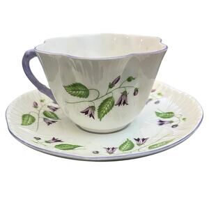 Shelley Campanula Bone China Tea Cup Saucer Purple Bellflower England